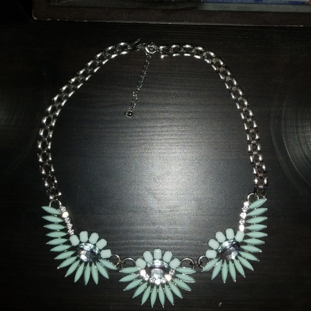 Turquoise and silver statement necklace